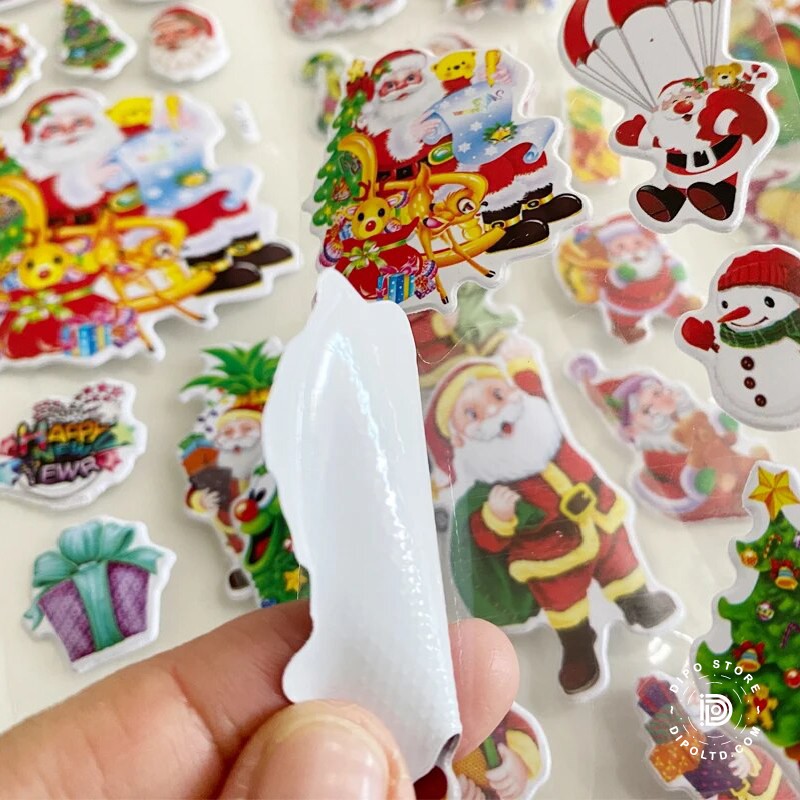 FujLoy Merry Christmas Thread-270 PCS 0.75 inch Christmas Stickers,9 Design  Self Adhesive Circle Label Stickers,Christmas Envelope Seals Candy